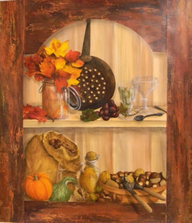 Painting titled "les quatre saisons…" by Christine Bogonski, Original Artwork, Oil