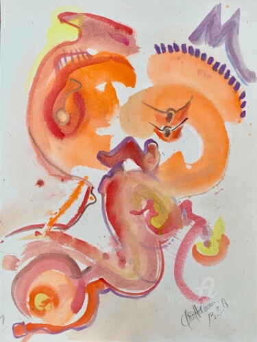 Malerei mit dem Titel "Seelenpartner" von Helene Hohmann, Original-Kunstwerk, Aquarell
