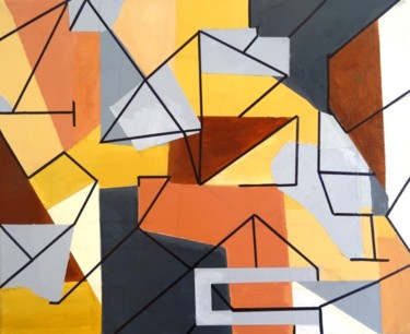 Pintura intitulada "Abstraction géométr…" por Atelier Linea, Obras de arte originais
