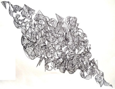 Drawing titled "Dessin contemporain…" by Atelier Linea, Original Artwork, Marker