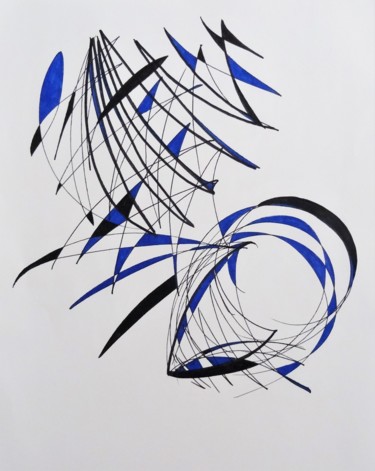 Drawing titled "dessin contemporain…" by Atelier Linea, Original Artwork, Marker