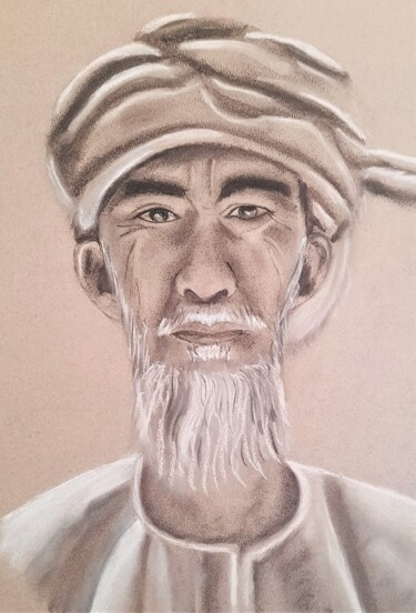 Drawing titled "portrait fusain - V…" by Atelier Linea, Original Artwork, Chalk