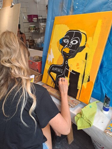 Peinture intitulée "D'après Basquiat  -…" par Atelier Linea, Œuvre d'art originale, Acrylique