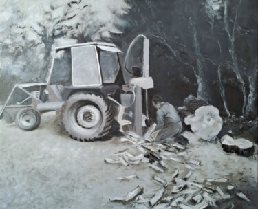 Schilderij getiteld "Les gris colorés  -…" door Atelier Linea, Origineel Kunstwerk, Olie