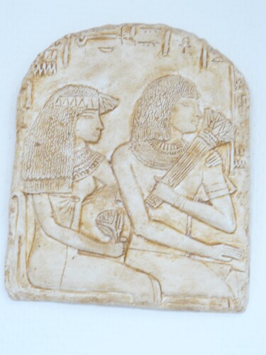 Escultura titulada "Isis et Osiris - Ba…" por Atelier Mélyne Sculpture, Obra de arte original, Yeso Montado en Otro panel rí…