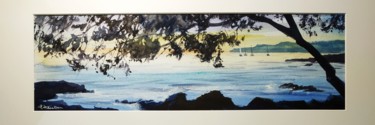 Painting titled "Vue de la Côte 1230" by Patrick Hanin, Original Artwork, Watercolor