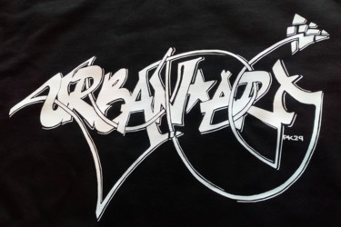 Graffiti URBAN-ART Текстильное искусство под названием "Graffiti URBAN-ART" - Pk29 (Pascal Kowalewski), Подлинное произведение искусства, Черни…