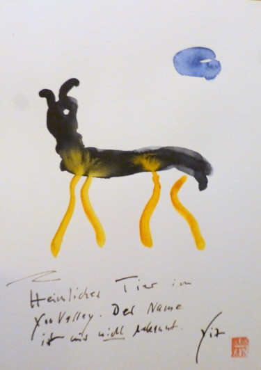 Peinture intitulée "Heimliches Tier" par Yoolyus, Œuvre d'art originale, Aquarelle