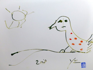 Malerei mit dem Titel "Seltener Vogel imYo…" von Yoolyus, Original-Kunstwerk, Aquarell