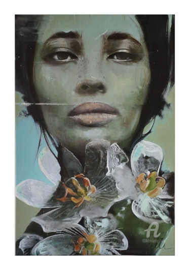 Painting titled "Diphylleia" by Atelier Setti, Original Artwork, Acrylic Mounted on Wood Stretcher frame