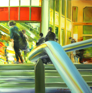 Painting titled "Zone commerciale" by Francis Vandenbroucke, Original Artwork, Oil