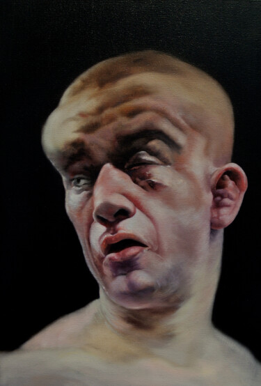 Peinture intitulée "Le visage du Boxeur" par Atelier Zhang Kai, Œuvre d'art originale, Huile Monté sur Châssis en bois
