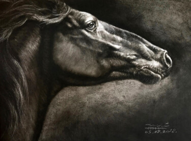 Painting titled "Cheval 3" by Atelier Zhang Kai, Original Artwork, Oil Mounted on Wood Stretcher frame
