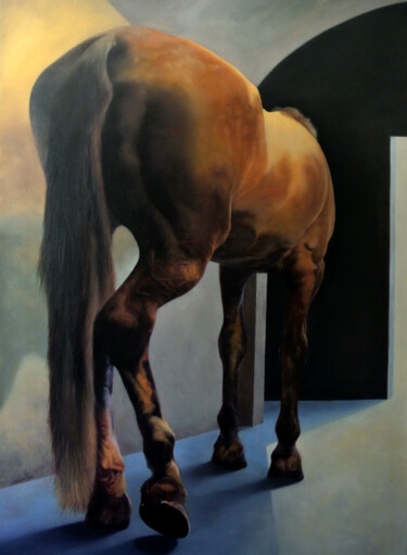 Painting titled "Cheval 1" by Atelier Zhang Kai, Original Artwork, Oil Mounted on Wood Stretcher frame