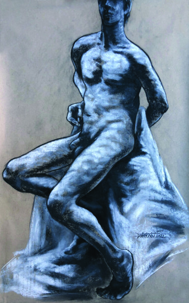 Painting titled "Nu 030" by Atelier Zhang Kai, Original Artwork, Charcoal