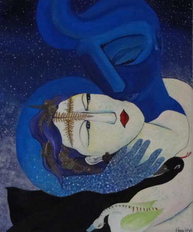Peinture intitulée "La nuit embrasse le…" par Atelier2rag, Œuvre d'art originale, Acrylique