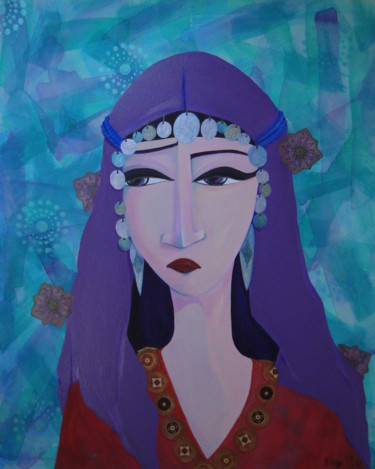 Peinture intitulée "Femme au voile" par Atelier2rag, Œuvre d'art originale, Acrylique