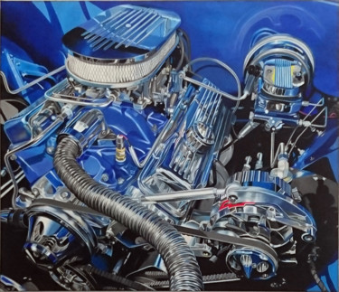 Painting titled "Chevy Impala 1966" by Mc_garbage, Original Artwork, Oil