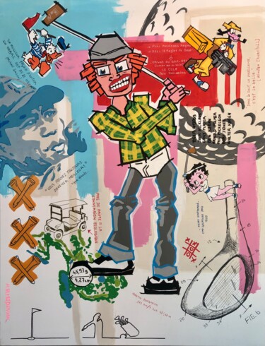 Pintura titulada "Swing en toile" por Patrice Almodovar, Obra de arte original, Acrílico Montado en Bastidor de camilla de m…