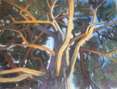 Peinture intitulée "sous le pin" par Anne Lespagnol, Œuvre d'art originale, Pastel