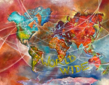 World Wide Peinture intitulée "World Wide" par Dominique Massini Domassini, Œuvre d'art originale, Huile