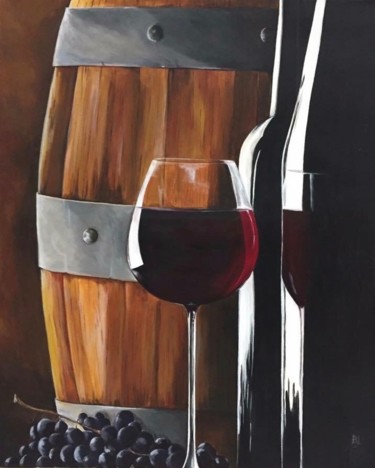 「Verre de vin rouge」というタイトルの絵画 Atelier De Bによって, オリジナルのアートワーク, アクリル