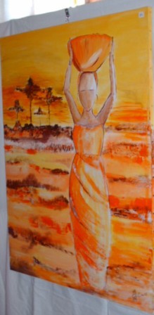 Painting titled "balade en afrique" by Christine Escouflaire, Original Artwork