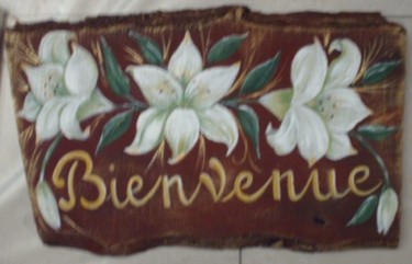 Sculpture titled "plaque de bienvenue" by Christine Escouflaire, Original Artwork