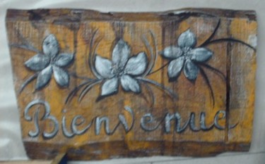 Sculpture intitulée "plaque de bienvenue" par Christine Escouflaire, Œuvre d'art originale