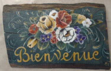 Sculpture intitulée "plaque de bienvenue" par Christine Escouflaire, Œuvre d'art originale