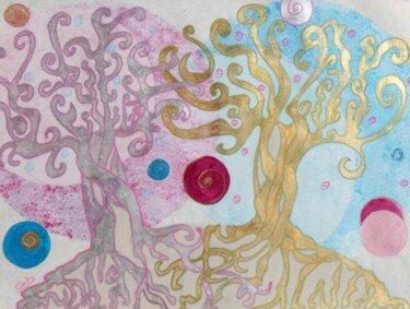 Painting titled "arbre de vie "unifi…" by Corinne Brossier (Atelier de l'imaginaire), Original Artwork, Acrylic