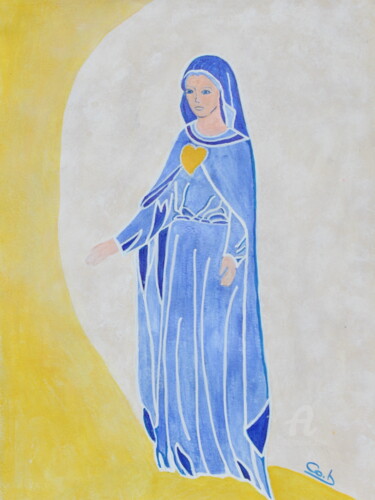 Painting titled "Féminin Sacré" by Corinne Brossier (Atelier de l'imaginaire), Original Artwork, Acrylic