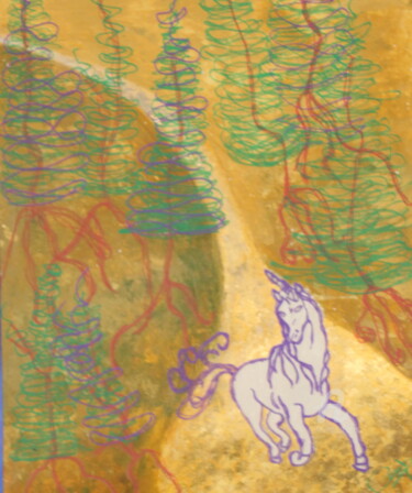 Peinture intitulée "Danse de la Licorne" par Corinne Brossier (Atelier de l'imaginaire), Œuvre d'art originale, Acrylique