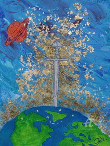 Painting titled "Energies planétaire…" by Corinne Brossier (Atelier de l'imaginaire), Original Artwork, Acrylic