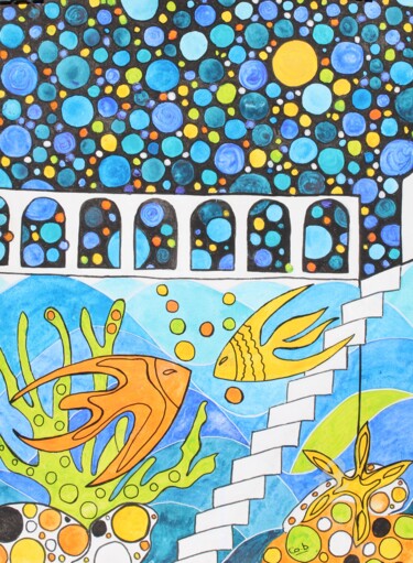 Peinture intitulée "Comme des poissons…" par Corinne Brossier (Atelier de l'imaginaire), Œuvre d'art originale, Acrylique