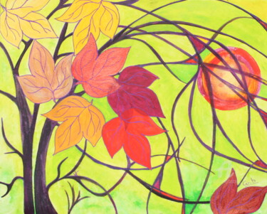 Peinture intitulée "Vent d'automne" par Corinne Brossier (Atelier de l'imaginaire), Œuvre d'art originale, Acrylique