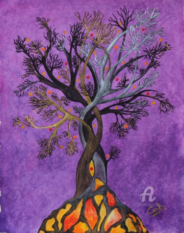 Painting titled "Réunification Alchi…" by Corinne Brossier (Atelier de l'imaginaire), Original Artwork, Acrylic