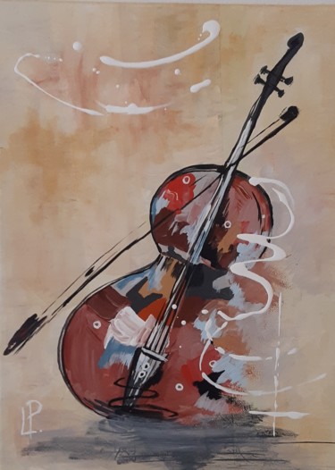 Painting titled "VIOLON" by Lucile Plancke Delassus, Original Artwork, Acrylic Mounted on Wood Stretcher frame