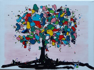 Painting titled "ARBRE DE VIE Multic…" by Lucile Plancke Delassus, Original Artwork, Acrylic Mounted on Wood Stretcher frame