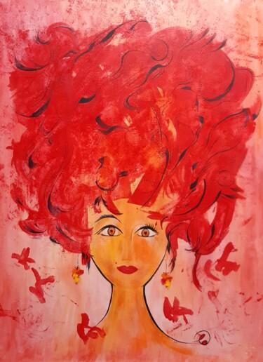 Painting titled "Melle RUBIS" by Lucile Plancke Delassus, Original Artwork, Acrylic Mounted on Other rigid panel