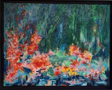 Malerei mit dem Titel "PARADIS VERT" von Lucile Plancke Delassus, Original-Kunstwerk, Acryl