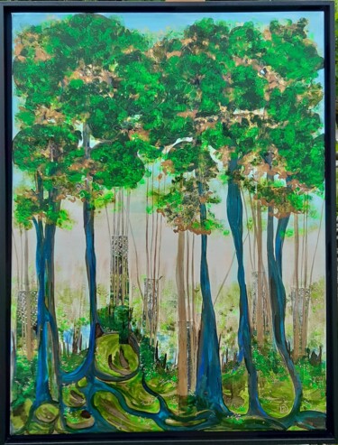 Painting titled "LES LANDES" by Lucile Plancke Delassus, Original Artwork, Acrylic Mounted on Wood Stretcher frame