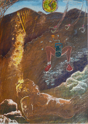 Pintura intitulada "L'homme invisible" por Martine Sezer, Obras de arte originais, Têmpera Montado em Cartão