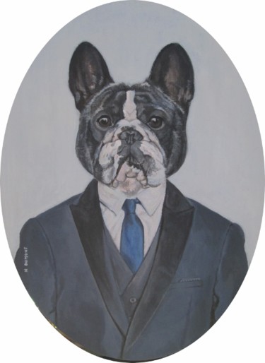 Peinture intitulée "peinture chien boul…" par L'Atelier Des Places, Œuvre d'art originale, Acrylique