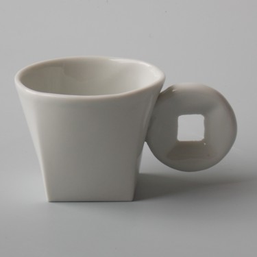 Set de 4 tasses espresso "espace-temps" Design intitulée "Set de 4 tasses esp…" par Bas Van Zuijlen, Œuvre d'art originale, Art de la table