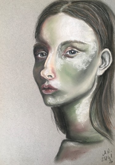 Drawing titled "Porcelaine" by Angélique Richard, Original Artwork, Pastel