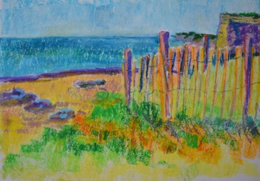 Peinture intitulée "Île de Ré : plage d…" par Pascal Laurent, Œuvre d'art originale, Pastel