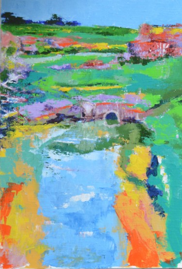 Île de Ré : l'étier Peinture intitulée "Île de Ré : l'étier" par Pascal Laurent, Œuvre d'art originale, Acrylique