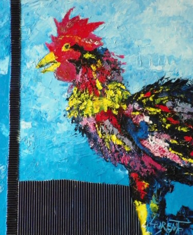 Peinture intitulée "Coq" par Pascal Laurent, Œuvre d'art originale, Huile