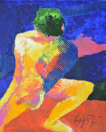 Painting titled "Nu masculin" by Pascal Laurent, Original Artwork, Acrylic